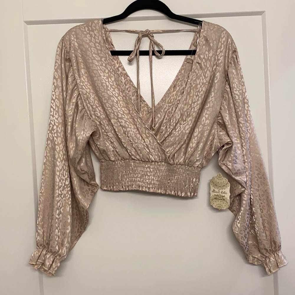 NWT | Altar’d State | Silk Cheetah Print Top (Ties in Back)